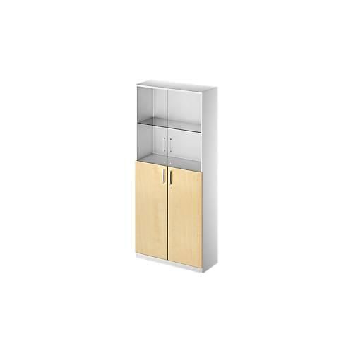 4051273728012 - Genius Kombischrank TETRIS SOLID 6 OH Glas- und Flügeltüren B 1000 mm abschließbar Glas Ahorn-Dekor weißalu 4051273728012 - Genius Kombischrank TETRIS SOLID 6 OH Glas- und Flügeltüren B 1000 mm abschließbar Glas Ahorn-Dekor weißalu