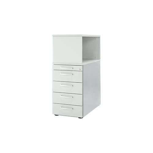 4250510836866 - Genius Standcontainer mit Aufsatzregal abschließbar runder Griff lichtgrau 4250510836866 - Genius Standcontainer mit Aufsatzregal abschließbar runder Griff lichtgrau