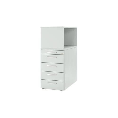 4250510836859 - Genius Standcontainer mit Aufsatzregal abschließbar runder Griff lichtgrau 4250510836859 - Genius Standcontainer mit Aufsatzregal abschließbar runder Griff lichtgrau
