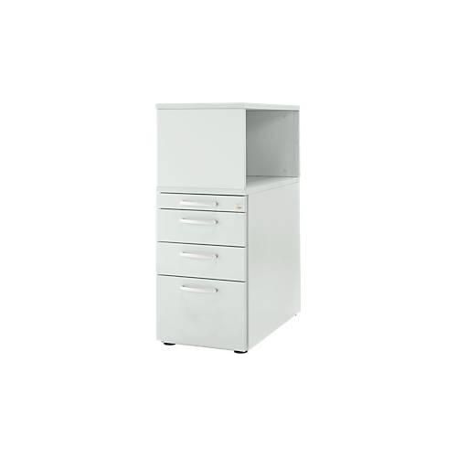 4250510836910 - Genius Standcontainer mit Aufsatzregal abschließbar runder Griff lichtgrau 4250510836910 - Genius Standcontainer mit Aufsatzregal abschließbar runder Griff lichtgrau