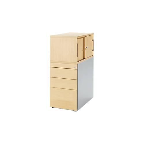 4251898819205 - Genius Standcontainer mit Aufsatzschrank inkl Schiebetür komplett abschließbar seitliche Griffnut ahorn 4251898819205 - Genius Standcontainer mit Aufsatzschrank inkl Schiebetür komplett abschließbar seitliche Griffnut ahorn