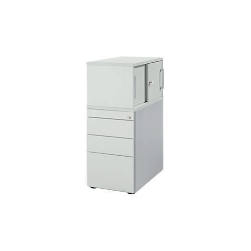 4251898819182 - Genius Standcontainer mit Aufsatzschrank inkl Schiebetür komplett abschließbar seitliche Griffnut lichtgrau 4251898819182 - Genius Standcontainer mit Aufsatzschrank inkl Schiebetür komplett abschließbar seitliche Griffnut lichtgrau