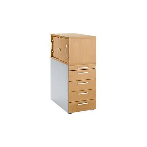 4251898819250 - Genius Standcontainer mit Aufsatzschrank inkl Schiebetür komplett abschließbar runder Griff Buche 4251898819250 - Genius Standcontainer mit Aufsatzschrank inkl Schiebetür komplett abschließbar runder Griff Buche