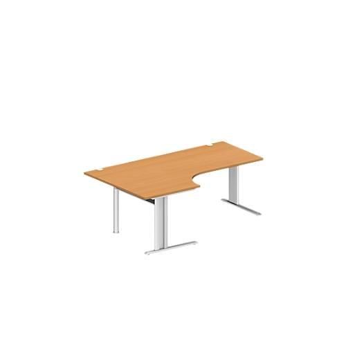 4250510837887 - Pure Winkelschreibtisch PLANOVA BASIC 90° Winkel links C-Fuß B 2000 x T 1200 800 x H 717 mm Buche weiß + Kabelkanal