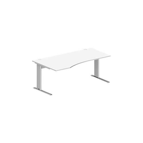 4250510837573 - Pure Schreibtisch PLANOVA BASIC Freiform Ansatz links C-Fuß B 1800 x T 1000 800 x H 717 mm weiß weißalu + Kabelkanal