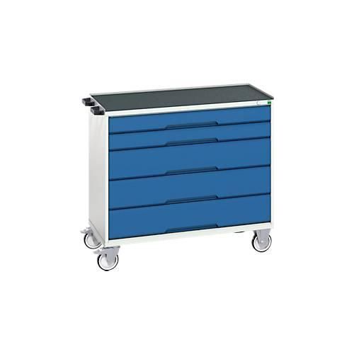 5039350027455 - Mobiler Schubladenschrank verso 5 Schübe bis 50 kg je Schub Vollauszug B 1050 x T 550 x H 965 mm Stahlblech Grau-Blau 5039350027455 - Mobiler Schubladenschrank verso 5 Schübe bis 50 kg je Schub Vollauszug B 1050 x T 550 x H 965 mm Stahlblech Grau-Blau
