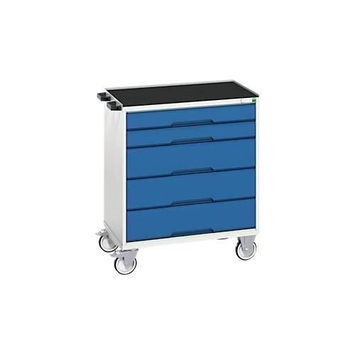 5039350027301 - Mobiler Schubladenschrank verso 5 Schübe bis 50 kg je Schub Vollauszug B 800 x T 550 x H 965 mm Stahlblech Grau-Blau 5039350027301 - Mobiler Schubladenschrank verso 5 Schübe bis 50 kg je Schub Vollauszug B 800 x T 550 x H 965 mm Stahlblech Grau-Blau