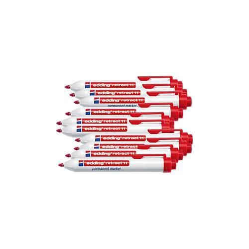 4004764869596 - edding retract 11 Permanentmarker ohne Kappe mit Druckmechanik 10 Stück rot 4004764869596 - edding retract 11 Permanentmarker ohne Kappe mit Druckmechanik 10 Stück rot