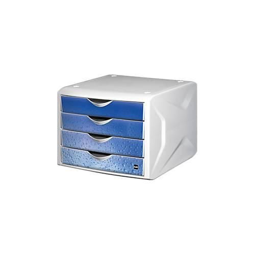4012086015256 - Schubladenbox the chameleon 4 Schubladen DIN A4 DIN C4 Polypropylen Gehäusefarbe weiß Farbe der Schublade blau 4012086015256 - Schubladenbox the chameleon 4 Schubladen DIN A4 DIN C4 Polypropylen Gehäusefarbe weiß Farbe der Schublade blau