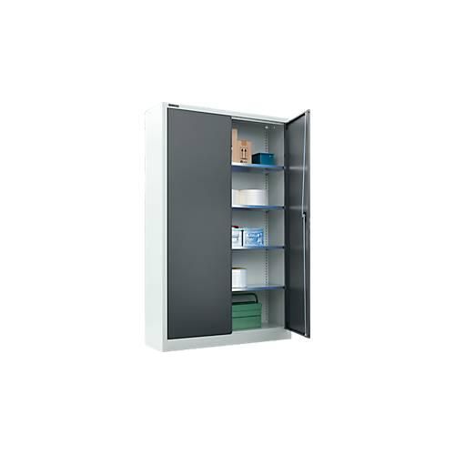 4051273635303 - Select Materialschrank abschließbar 4 verzinkte Böden 5 OH B 950 x T 400 x H 1935 mm Stahl weißaluminium anthrazitgrau
