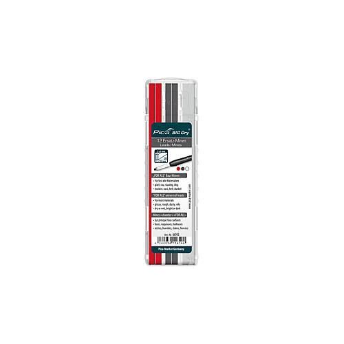 4260056156144 - Pica Marker - Pica big Dry Ersatz-Minen 12 Wasserlösliche for all Bau-Minen Graphit 2B Weiß & Rot 6045 4260056156144 - Pica Marker - Pica big Dry Ersatz-Minen 12 Wasserlösliche for all Bau-Minen Graphit 2B Weiß & Rot 6045