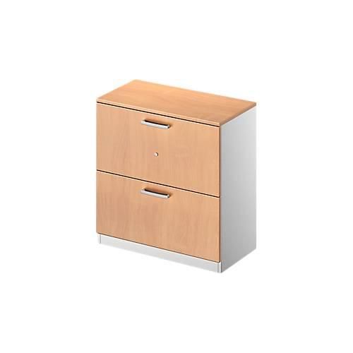 4051273739438 - SchÃ¤fer Shop Genius HÃ¤ngeregistraturschrank TETRIS SOLID 2 OH B 800 mm abschlieÃŸbar mit Abdeckplatte Buche-Dekor weiÃŸalu