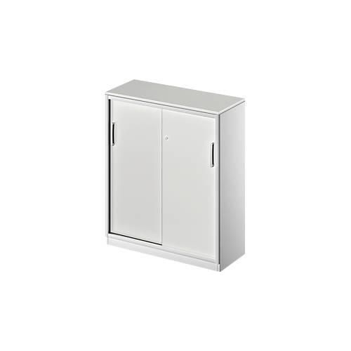 4051273739933 - Genius Schiebetürenschrank TETRIS SOLID 3 OH 2 Fachböden B 1000 mm 19 mm Abdeckplatte lichtgrau weißalu