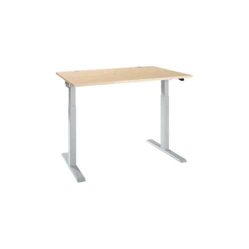 4251898820614 - Select Schreibtisch ERGO-T 20 elektrisch höhenverstellbar Rechteck T-Fuß B 1600 x T 800 x H 715-1205 mm Ahorn weißalu