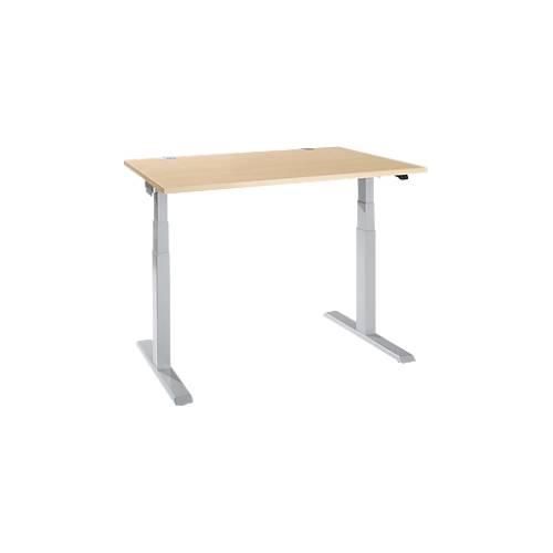 4251898821017 - Select Schreibtisch ERGO-T 20 elektrisch höhenverstellbar Rechteck T-Fuß B 1200 x T 800 x H 640-1300 mm Ahorn weißalu