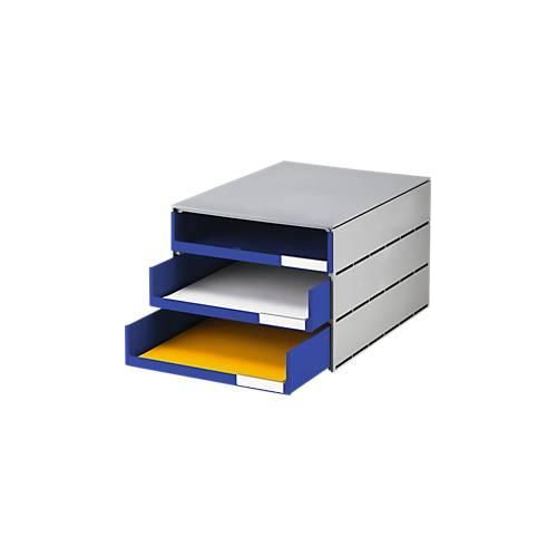 7612176111911 - Schubladenbox Styroval für Formate bis C4 3 offene Schübe Recyclingmaterial blau grau 7612176111911 - Schubladenbox Styroval für Formate bis C4 3 offene Schübe Recyclingmaterial blau grau
