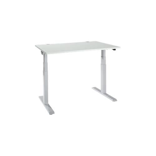 4251898820973 - Select Schreibtisch ERGO-T 20 elektrisch höhenverstellbar Rechteck T-Fuß B 1200 x T 800 x H 640-1300 mm lichtgrau weißalu