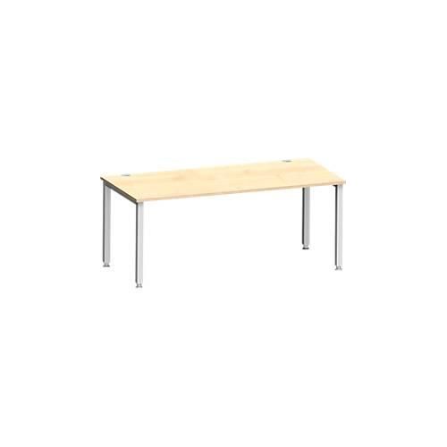 4250510841983 - Schreibtisch MODENA FLEX Rechteck 4-Fuß Quadratrohr B 1800 x T 800 x H 720-820 mm Ahorn weißaluminium