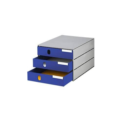 7612176111904 - Schubladenbox Styroval für Formate bis C4 3 geschlossene Schübe Recyclingmaterial blau grau 7612176111904 - Schubladenbox Styroval für Formate bis C4 3 geschlossene Schübe Recyclingmaterial blau grau