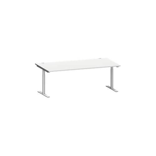 4250510938591 - Genius Schreibtisch MODENA FLEX T-Fuß-Rundrohr B 2000 x T 1000 mm lichtgrau weißalu