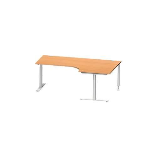 4250510881392 - Genius Winkelschreibtisch MODENA FLEX 90° Ansatz rechts T-Fuß-Rundrohr B 2000 mm buche weiß 4250510881392 - Genius Winkelschreibtisch MODENA FLEX 90° Ansatz rechts T-Fuß-Rundrohr B 2000 mm buche weiß