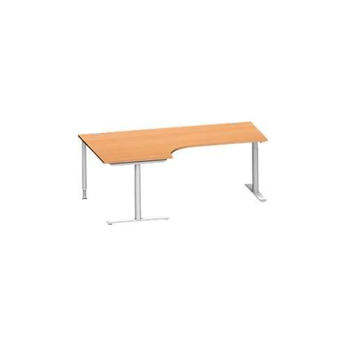 4250510881446 - Genius Winkelschreibtisch MODENA FLEX 90° Ansatz links T-Fuß-Rundrohr B 2000 mm buche weiß 4250510881446 - Genius Winkelschreibtisch MODENA FLEX 90° Ansatz links T-Fuß-Rundrohr B 2000 mm buche weiß