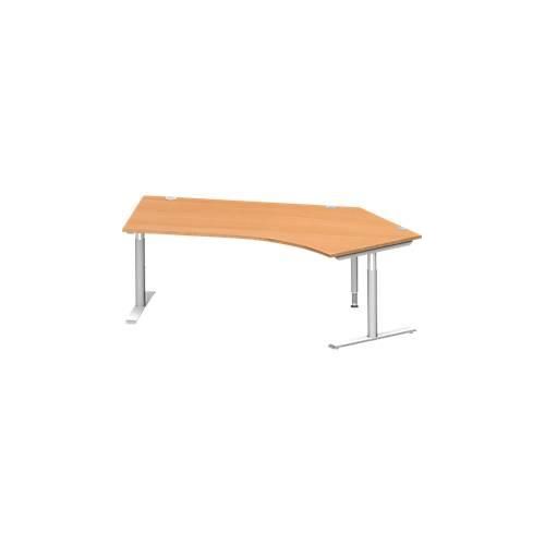 4250510881491 - Genius Winkelschreibtisch MODENA FLEX 135° T-Fuß-Rundrohr B 2165 mm Ansatz rechts Buche weißalu