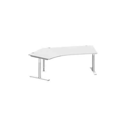 4250510881538 - Genius Winkelschreibtisch MODENA FLEX 135° T-Fuß-Rundrohr B 2165 mm Ansatz links lichtgrau weißalu 4250510881538 - Genius Winkelschreibtisch MODENA FLEX 135° T-Fuß-Rundrohr B 2165 mm Ansatz links lichtgrau weißalu