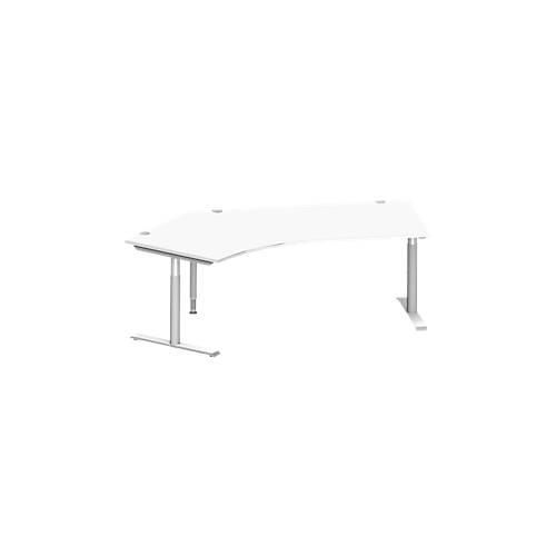 4250510881576 - Genius Winkelschreibtisch MODENA FLEX 135° T-Fuß-Rundrohr B 2165 mm Ansatz links weiß weißalu