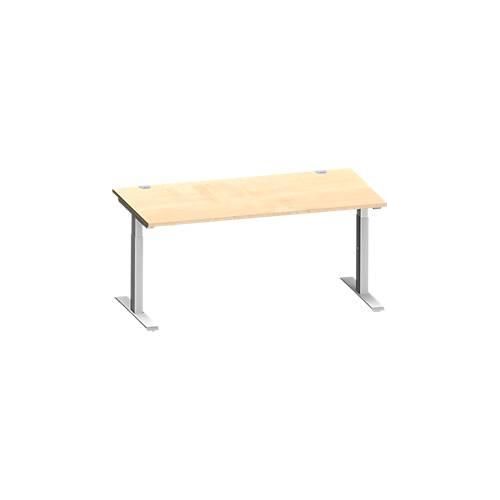 4250510938652 - Genius Schreibtisch MODENA FLEX Rechteck T-Fuß Rechteckrohr B 1600 x T 800 x H 650-850 mm Ahorn weißalu