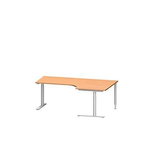 4250510875957 - Genius Winkelschreibtisch MODENA FLEX 90° Ansatz rechts C-Fuß-Rundrohr B 2000 mm buche weiß 4250510875957 - Genius Winkelschreibtisch MODENA FLEX 90° Ansatz rechts C-Fuß-Rundrohr B 2000 mm buche weiß