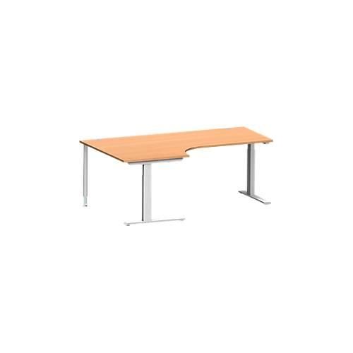 4250510876619 - Genius Winkelschreibtisch MODENA FLEX 90° C-Fuß-Rechteckrohr B 2000 mm Ansatz links Buche weißalu