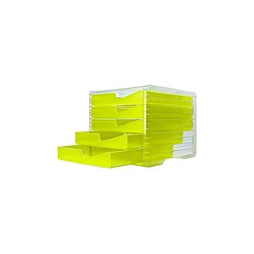 7612176080453 - Schubladenbox styro® styroswing NEONline 5 Schübe Auszugsperre & Griffmulde stapelbar B 270 x T 340 x H 255 mm Polystyrol transparent-neongelb 7612176080453 - Schubladenbox styro® styroswing NEONline 5 Schübe Auszugsperre & Griffmulde stapelbar B 270 x T 340 x H 255 mm Polystyrol transparent-neongelb