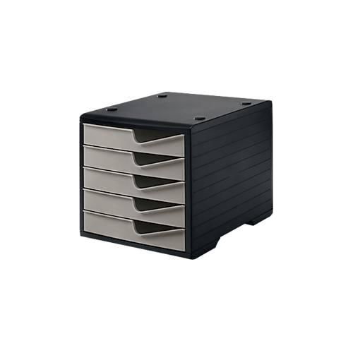 7612176079471 - Schubladenbox styro® styroswing 5 Schübe Auszugsperre & Griffmulde stapelbar B 270 x T 340 x H 255 mm Polystyrol schwarz-taupe 7612176079471 - Schubladenbox styro® styroswing 5 Schübe Auszugsperre & Griffmulde stapelbar B 270 x T 340 x H 255 mm Polystyrol schwarz-taupe