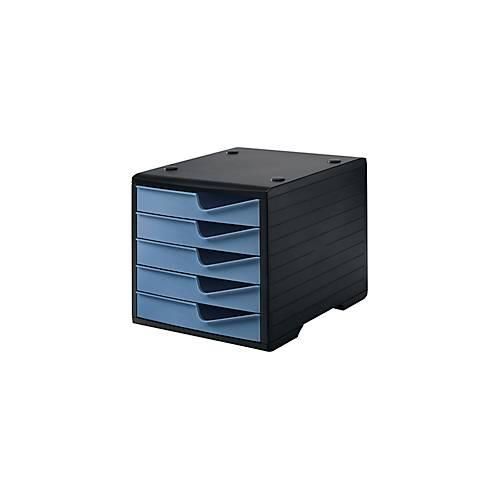 7612176079464 - Schubladenbox styro® styroswing 5 Schübe Auszugsperre & Griffmulde stapelbar B 270 x T 340 x H 255 mm Polystyrol schwarz-taubenblau 7612176079464 - Schubladenbox styro® styroswing 5 Schübe Auszugsperre & Griffmulde stapelbar B 270 x T 340 x H 255 mm Polystyrol schwarz-taubenblau