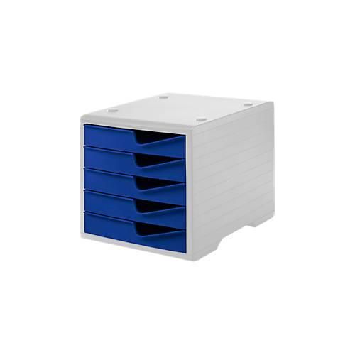 7612176089616 - Schubladenbox styro® styroswing 5 Schübe Auszugsperre & Griffmulde stapelbar B 270 x T 340 x H 255 mm Polystyrol grau-blau 7612176089616 - Schubladenbox styro® styroswing 5 Schübe Auszugsperre & Griffmulde stapelbar B 270 x T 340 x H 255 mm Polystyrol grau-blau