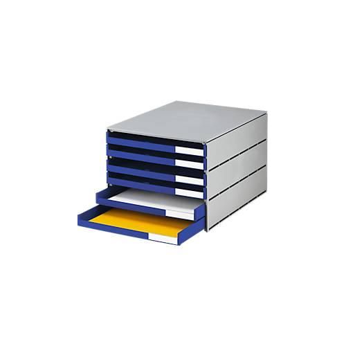 7612176093040 - Schubladenbox styro® Styroval Format C4 6 offene Schübe stapelbar Beschriftungsmaterial B 243 x T 335 x H 200 mm Recycling-Kunststoff grau-blau 7612176093040 - Schubladenbox styro® Styroval Format C4 6 offene Schübe stapelbar Beschriftungsmaterial B 243 x T 335 x H 200 mm Recycling-Kunststoff grau-blau