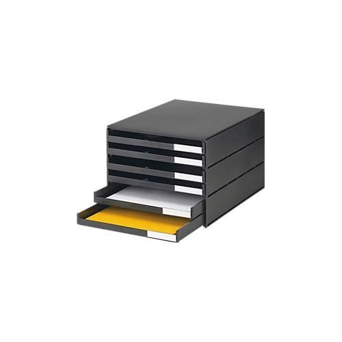 7612176078153 - Schubladenbox styro® Styroval Format C4 6 offene Schübe stapelbar Beschriftungsmaterial B 243 x T 335 x H 200 mm Recycling-Kunststoff schwarz