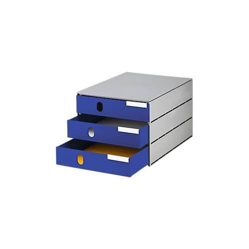 7612176089845 - Schubladenbox styro® Styroval Format C4 3 geschlossene Schübe stapelbar Beschriftungsmaterial B 243 x T 335 x H 200 mm Recycling-Kunststoff grau-blau 7612176089845 - Schubladenbox styro® Styroval Format C4 3 geschlossene Schübe stapelbar Beschriftungsmaterial B 243 x T 335 x H 200 mm Recycling-Kunststoff grau-blau