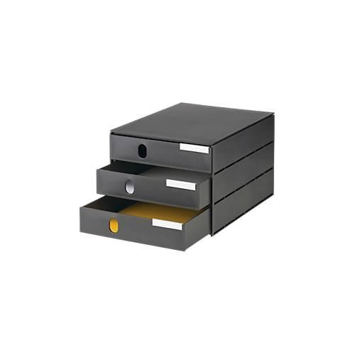 7612176074506 - Schubladenbox styro® Styroval Format C4 3 geschlossene Schübe stapelbar Beschriftungsmaterial B 243 x T 335 x H 200 mm Recycling-Kunststoff schwarz 7612176074506 - Schubladenbox styro® Styroval Format C4 3 geschlossene Schübe stapelbar Beschriftungsmaterial B 243 x T 335 x H 200 mm Recycling-Kunststoff schwarz