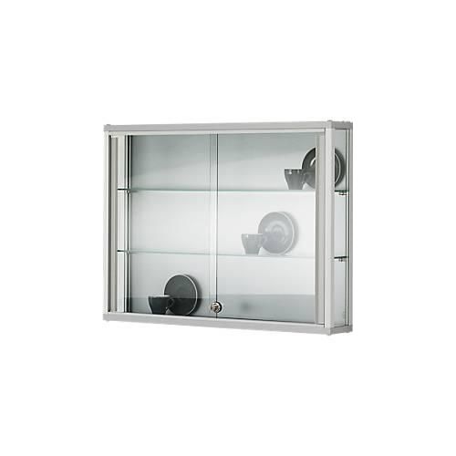 4260222860554 - Wandvitrine einhängend 2 verstellbare Glasböden abschließbare Schiebetüren ESG-Sicherheitsglas B 1000 x T 200 x H 800 mm