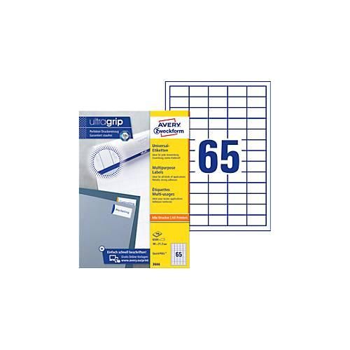4004182036662 - AVERY Zweckform Abziehhilfe QuickPEELultragrip Mehrzwecketiketten 3666 Selbsthaftend DIN A4 Weiß 38 x 212 mm 100 Blatt à 65 Etiketten 4004182036662 - AVERY Zweckform Abziehhilfe QuickPEELultragrip Mehrzwecketiketten 3666 Selbsthaftend DIN A4 Weiß 38 x 212 mm 100 Blatt à 65 Etiketten