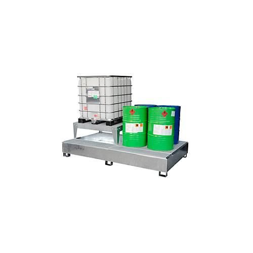 4052886361283 - IBC-Auffangwanne GS2 AB2 Stahl 1000 l Auffangvolumen lackiert mit 2 Abfüllböcken L 2680 x B 1255 x H 810 mm 4052886361283 - IBC-Auffangwanne GS2 AB2 Stahl 1000 l Auffangvolumen lackiert mit 2 Abfüllböcken L 2680 x B 1255 x H 810 mm