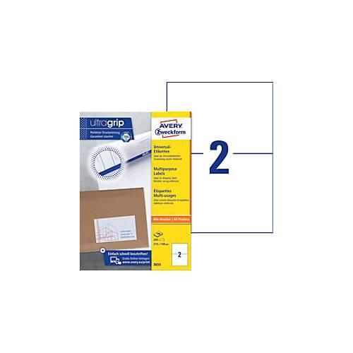 4004182036556 - 3655 Universal-Etiketten 210 x 148 mm Papier Weiß 200 St Permanent haftend Tintenstrahldrucker Laserdrucker Farblaserdrucker Kopierer