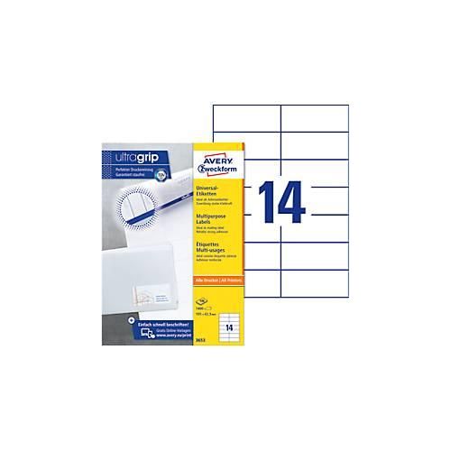 4004182036532 - 3653 Universal-Etiketten 105 x 423 mm Papier Weiß 1400 St Permanent haftend Tintenstrahldrucker Laserdrucker Farblaserdrucker Kopierer