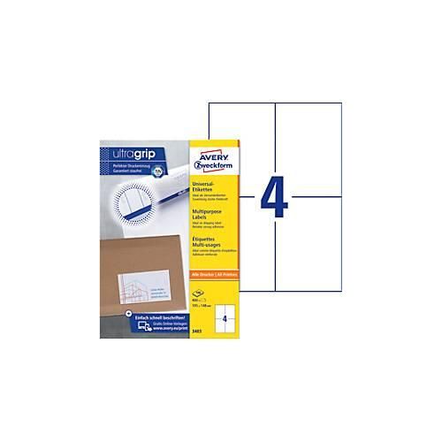 4004182034835 - 3483 Universal-Etiketten 105 x 148 mm Papier Weiß 400 St Permanent haftend Tintenstrahldrucker Laserdrucker Farblaserdrucker Kopierer 4004182034835 - 3483 Universal-Etiketten 105 x 148 mm Papier Weiß 400 St Permanent haftend Tintenstrahldrucker Laserdrucker Farblaserdrucker Kopierer