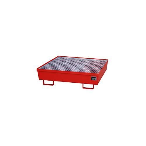 4052462017122 - eurokraft pro Stahl-Auffangwanne mit Randprofilierung für 4 x 200-l-Fässer LxB 1200 x 1200 mm rot RAL 3000 4052462017122 - eurokraft pro Stahl-Auffangwanne mit Randprofilierung für 4 x 200-l-Fässer LxB 1200 x 1200 mm rot RAL 3000