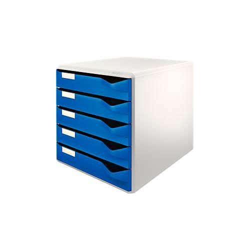 4002432324408 - Certeo - Schubladenbox 5 Schubladen din A4 Überbreite Polystyrol Gehäusefarbe lichtgrau Farbe der Schublade blau 4002432324408 - Certeo - Schubladenbox 5 Schubladen din A4 Überbreite Polystyrol Gehäusefarbe lichtgrau Farbe der Schublade blau