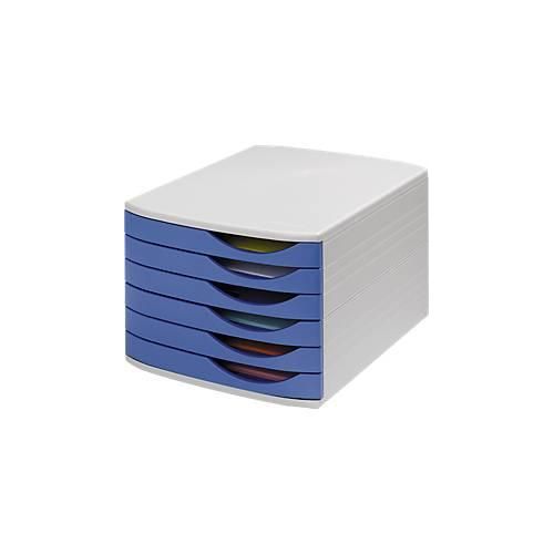 8710968200511 - ATLANTA Schubladenbox 6 flache Schubladen geschlossen DIN A4 Polystyrol grau blau