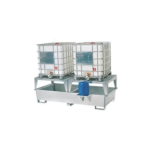 4250101136320 - IBC-Station ASECOS Stahl mit 2 Abfüllblöcken u Staplerschuhen 1000 l Auffangvolumen B 2680 x T 1300 x H 950 mm verzinkt 4250101136320 - IBC-Station ASECOS Stahl mit 2 Abfüllblöcken u Staplerschuhen 1000 l Auffangvolumen B 2680 x T 1300 x H 950 mm verzinkt